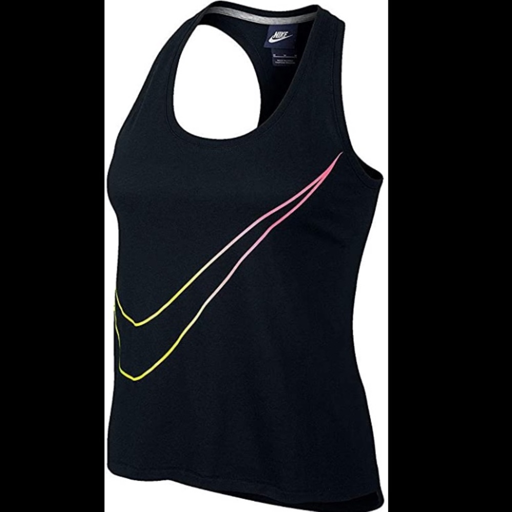 Nike Prep Swoosh Tank - Black/Ombré Rainbow -Small
